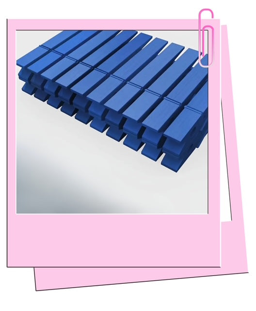 Blue wooden pegs