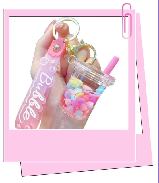 Pink Bubble Tea Keyring