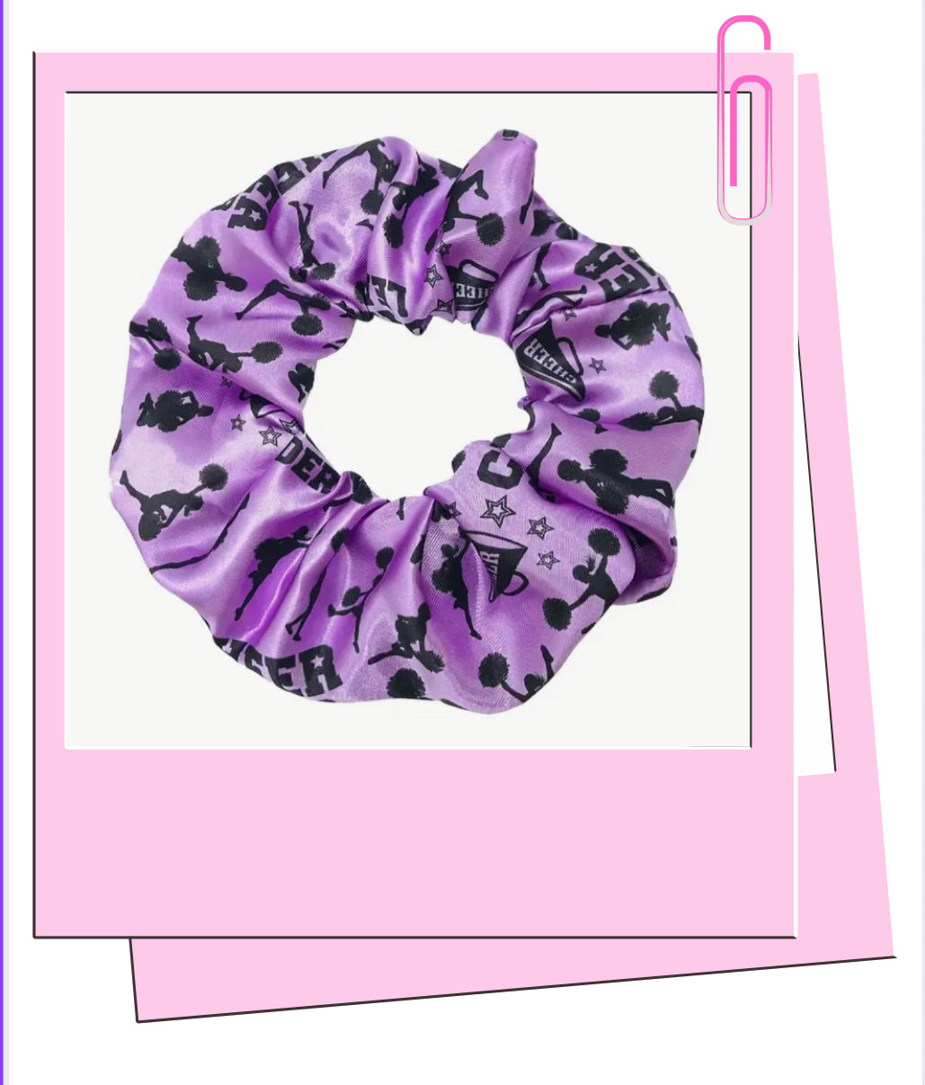 Purple cheer hair scrunchie ￼