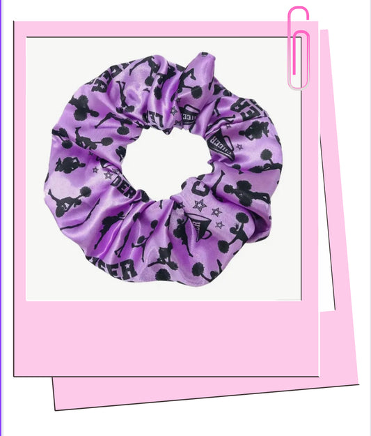 Purple cheer hair scrunchie ￼