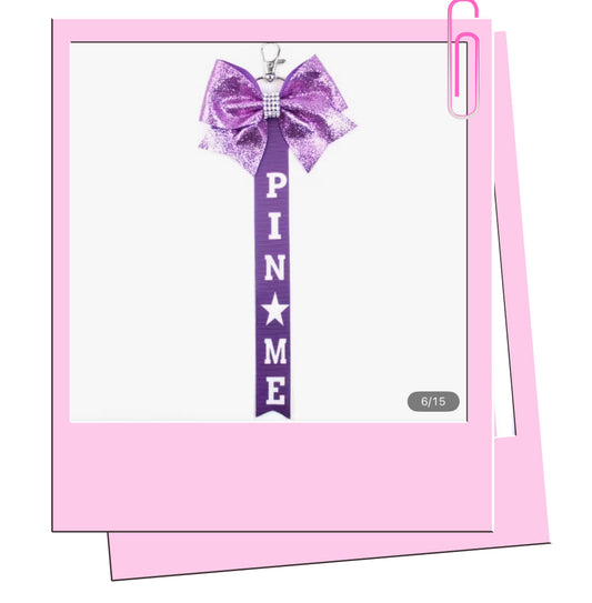 Purple pin me bag charm