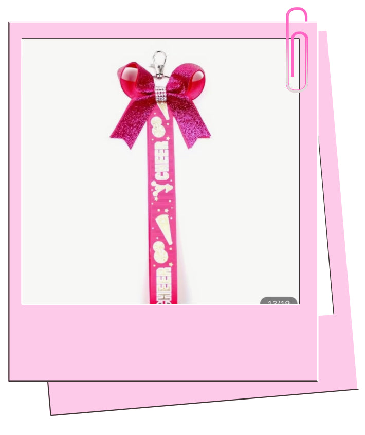 Pink cheer bag charm