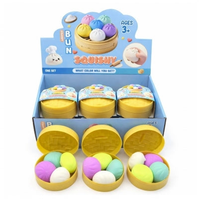 Squishy 4pc Mini Bao Dumpling In Steamer Basket