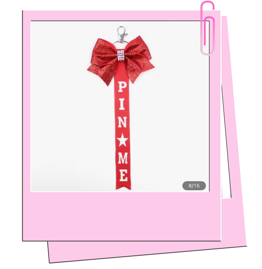 Red pin me bag charm