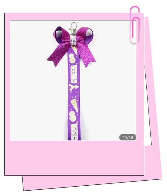 Purple cheer bag charm