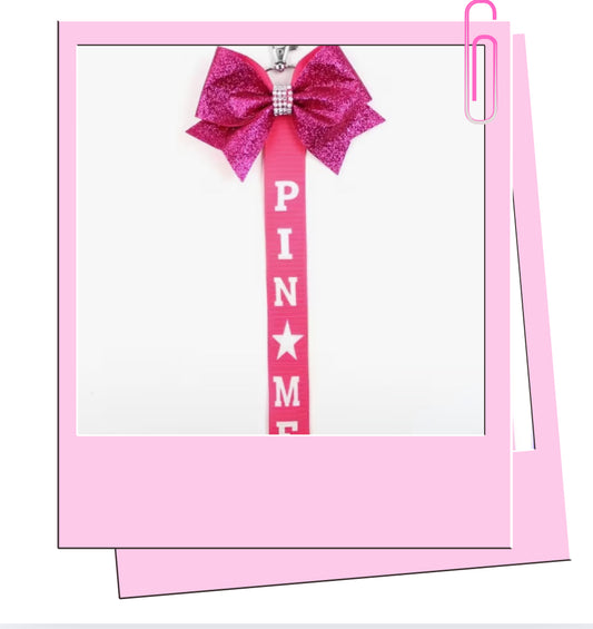 Pink pin me bag charm