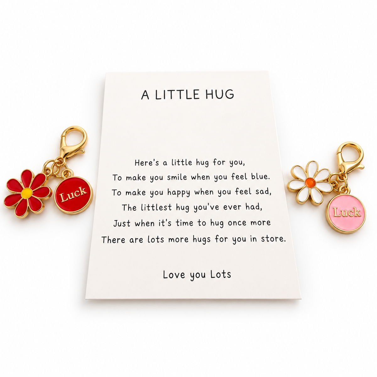 Lucky Flower Charm Pocket Hug good luck mini flower keepsake gift in Pink and White or Red from Cheer Vibes