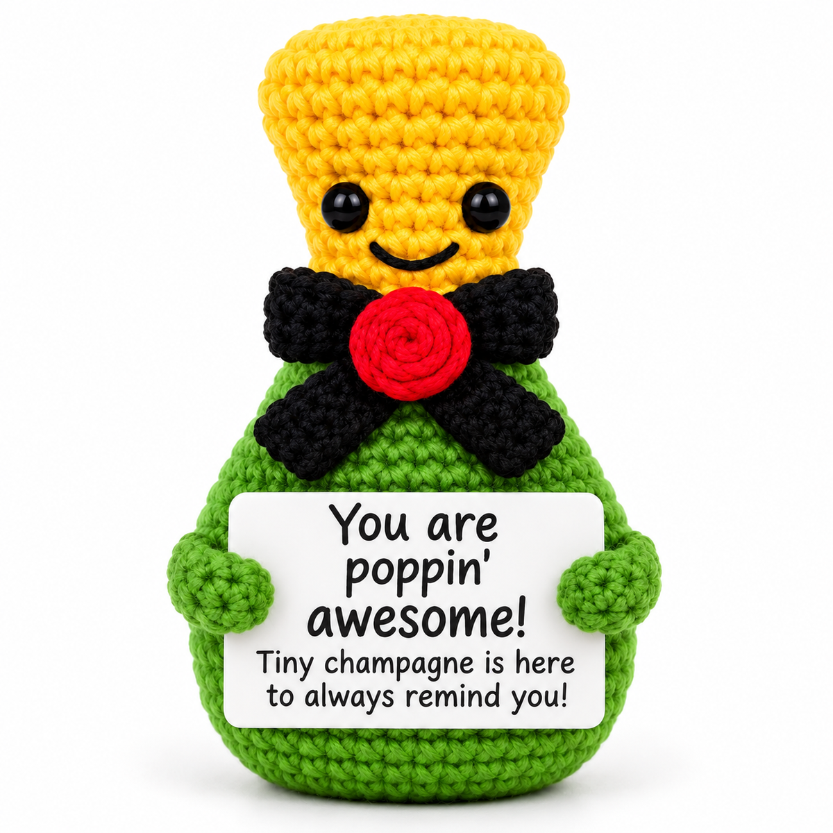 Positive Champagne Bottle Crochet Gift