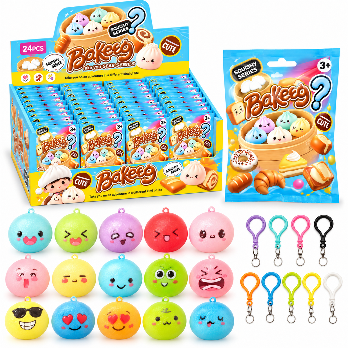 Slow Rising Dumpling Keychain 4.5cm – Mystery Squishy Bag Charm