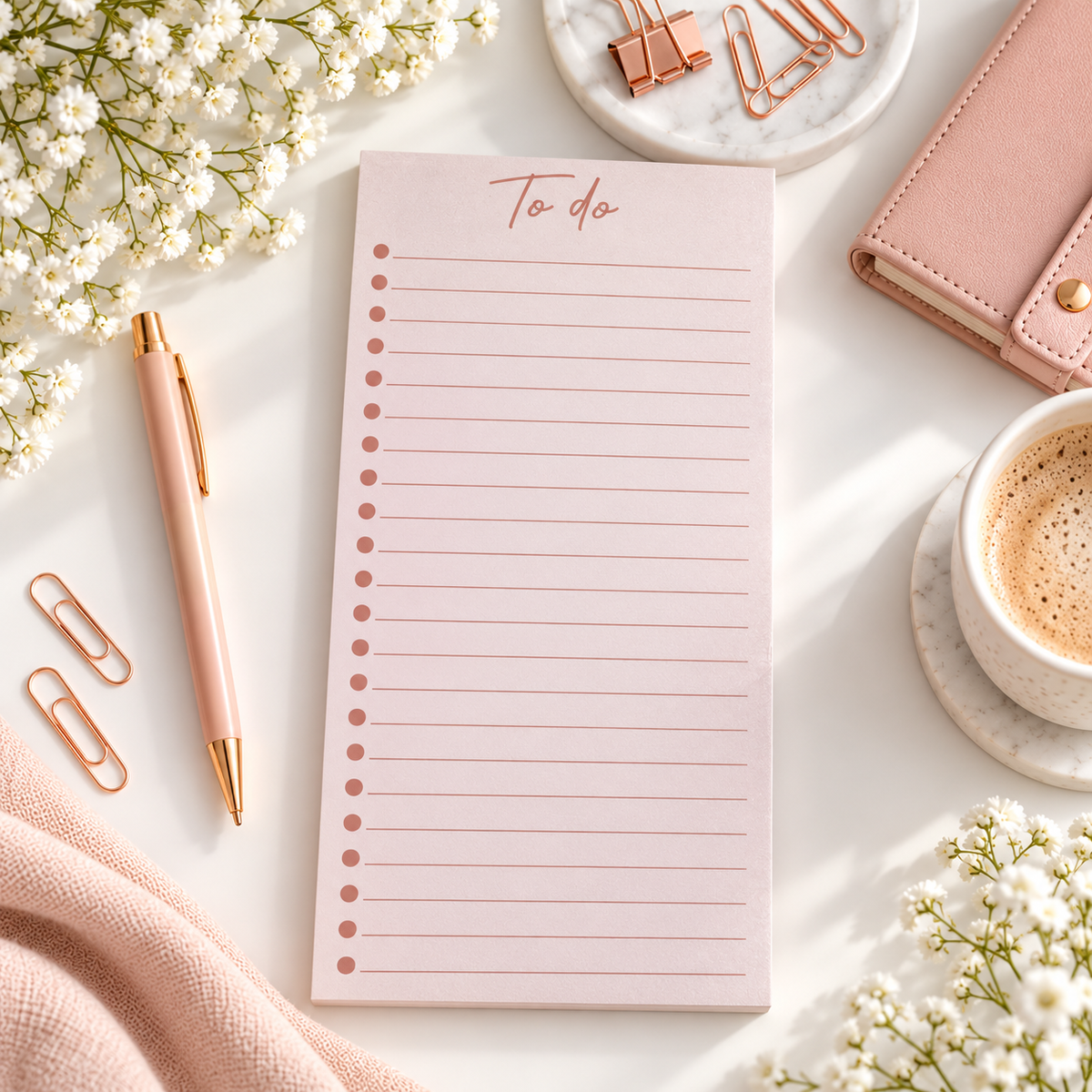 Magnetic To-Do List – Blush Pink Daily Planner & Fridge Checklist