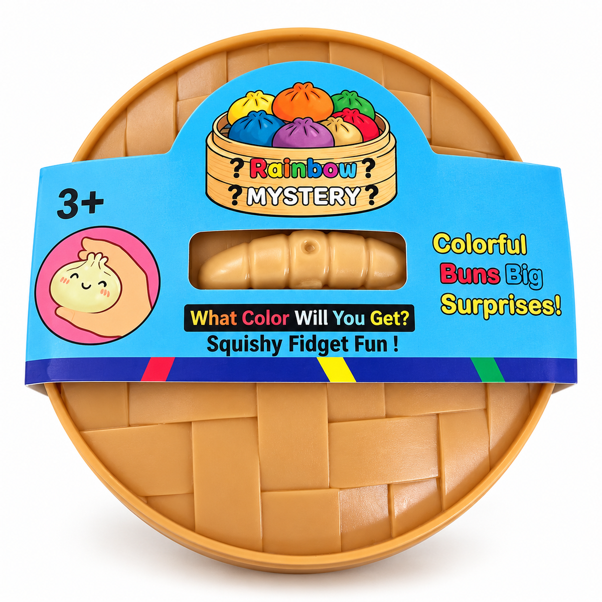 Rainbow Mystery Fluffy Squishy Bun – Kawaii Sensory Fidget Toy