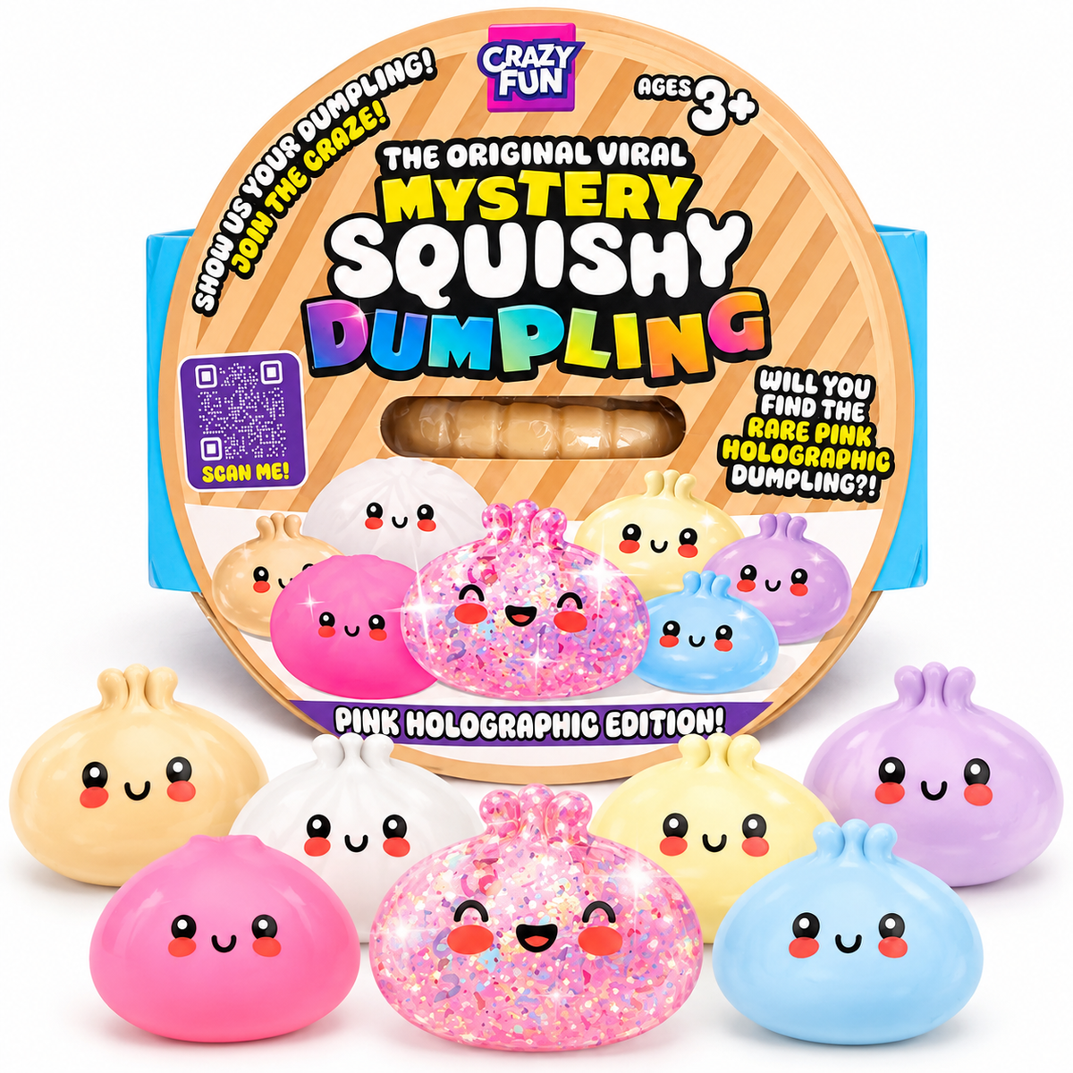 Crazy Fun Mystery Squishy Dumpling – Pink Holographic Edition