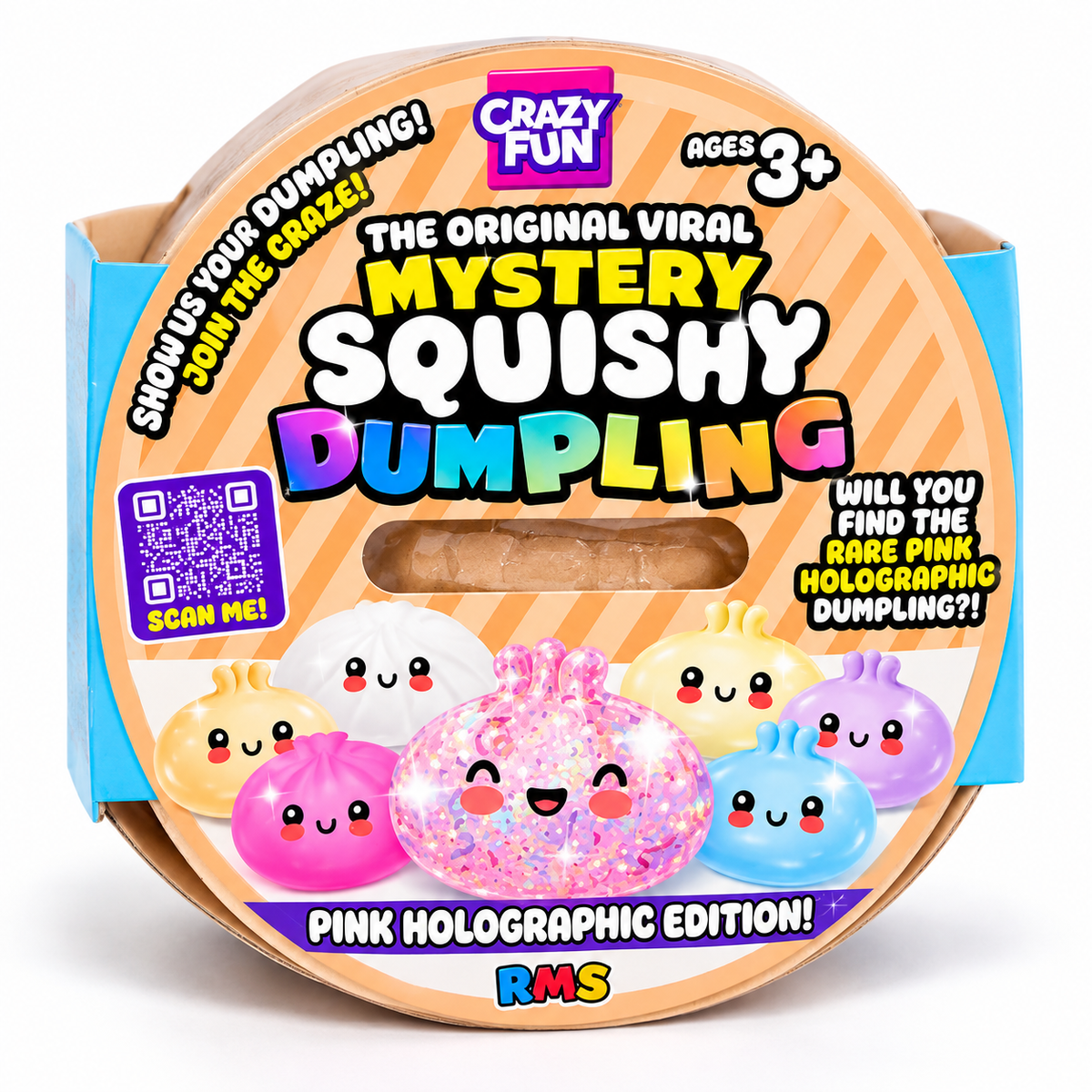 Crazy Fun Mystery Squishy Dumpling – Pink Holographic Edition
