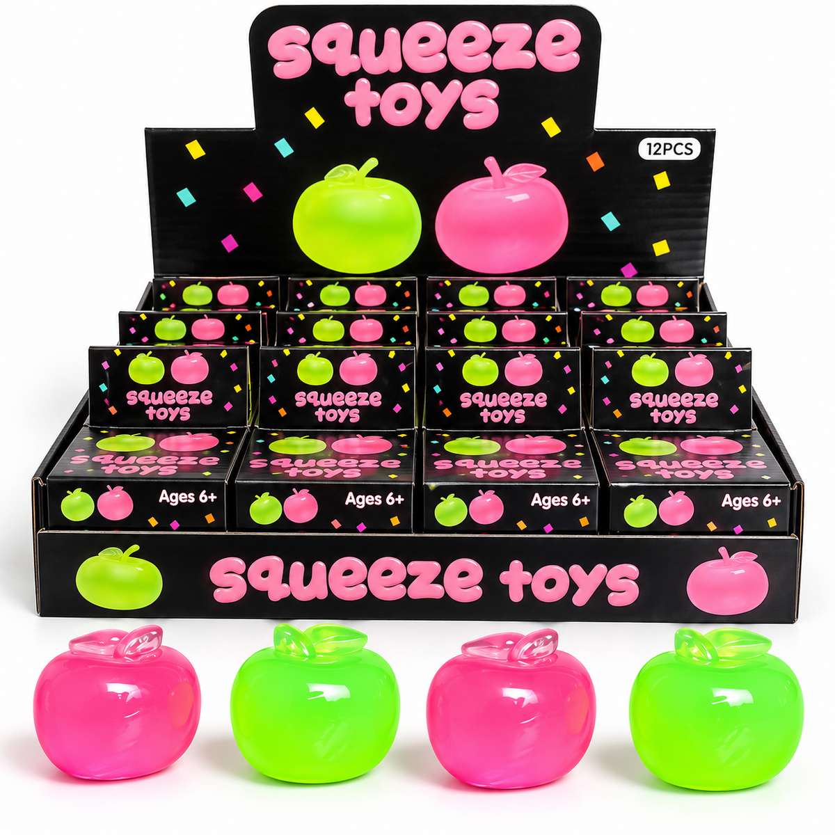 Squishy Apple – Pink or Green Sensory Squeeze Toy (1 Assorted Colour)