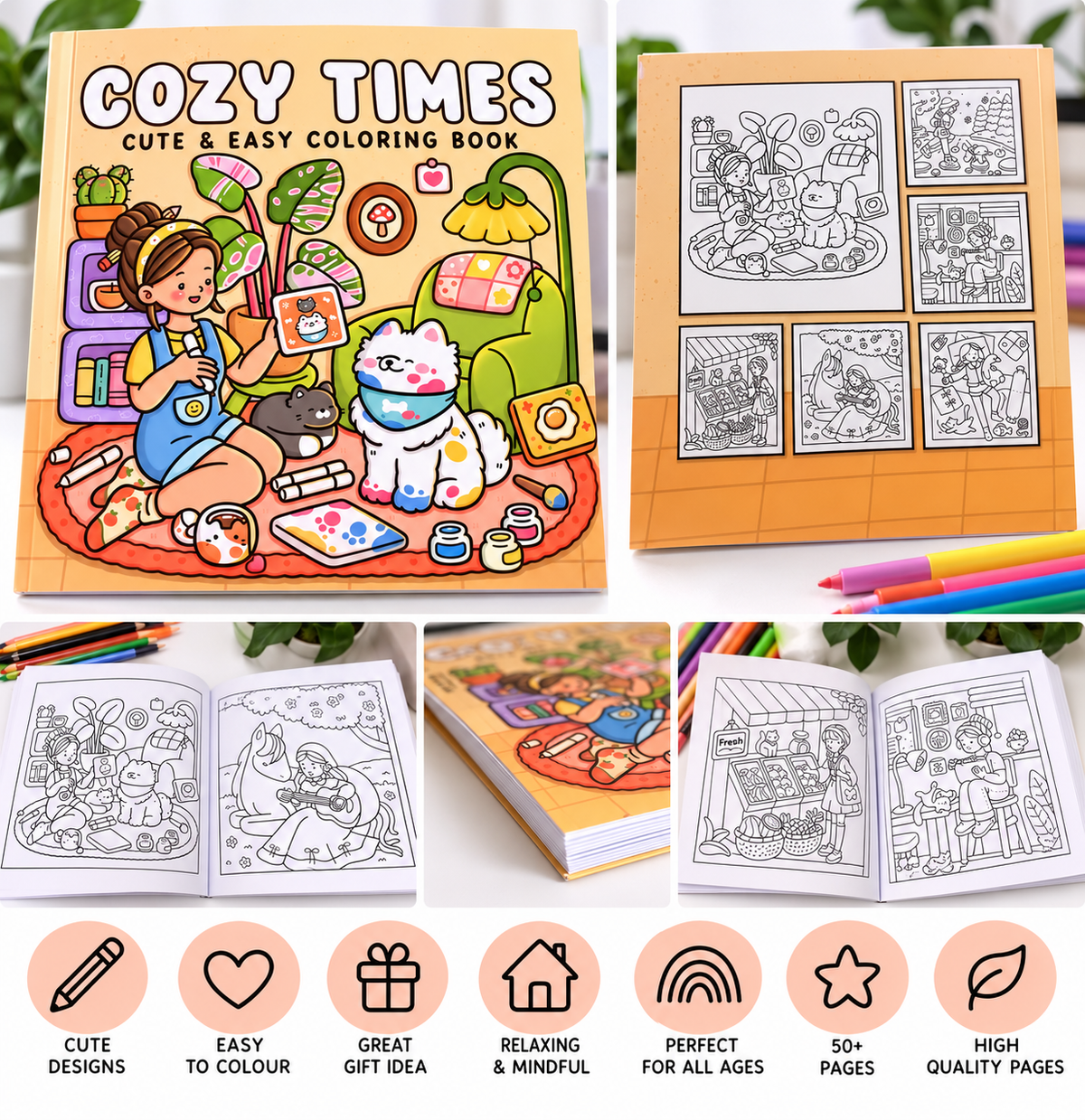 Cozy Times – Cute & Easy Colouring Book