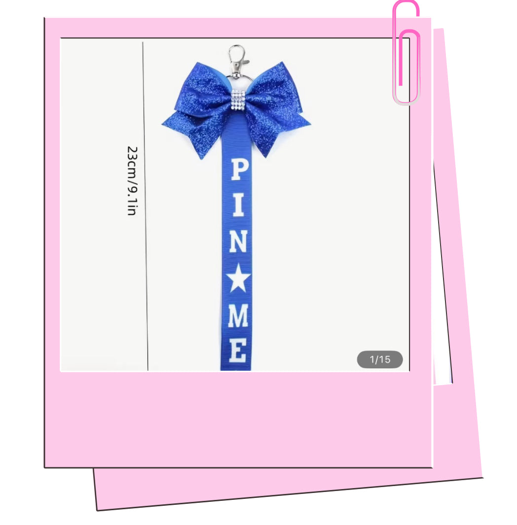 Blue pin me bag charm