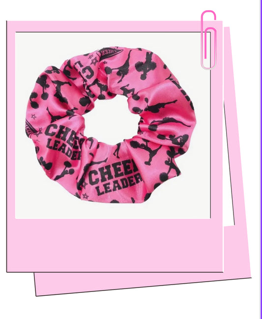 Pink cheer hair scrunchie