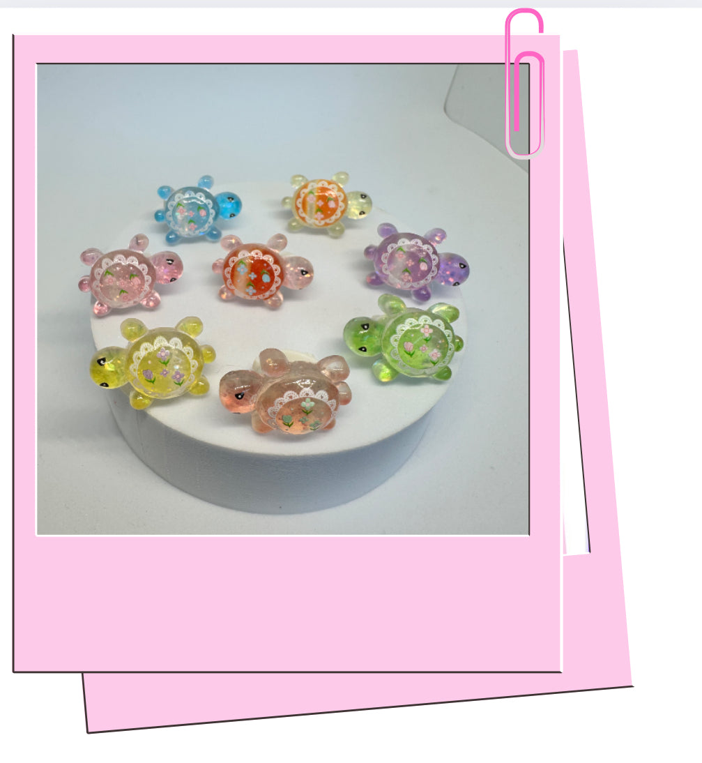 Flower turtle lace charm