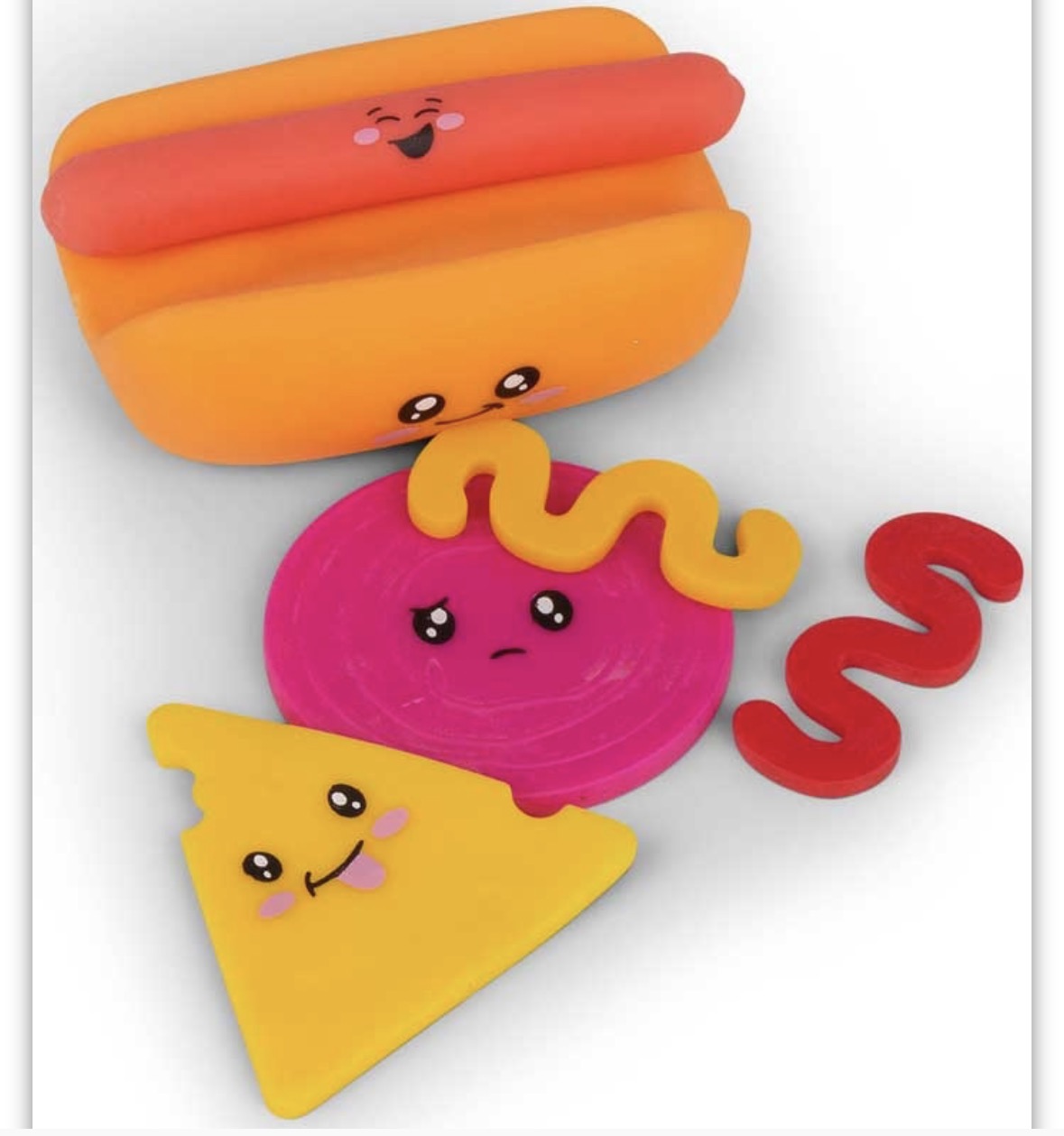 Fidget Hot Dog six separate stackable textured squishy pieces for tactile sensory play