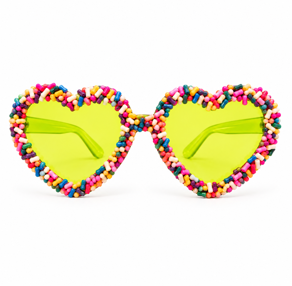 Neon Green Heart Sunglasses – Bold Party Shades for Kids & Adults