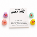 Lucky Duck Pocket Hug mini good luck duck keepsakes from Cheer Vibes in Mint, Peach, Purple and Yellow