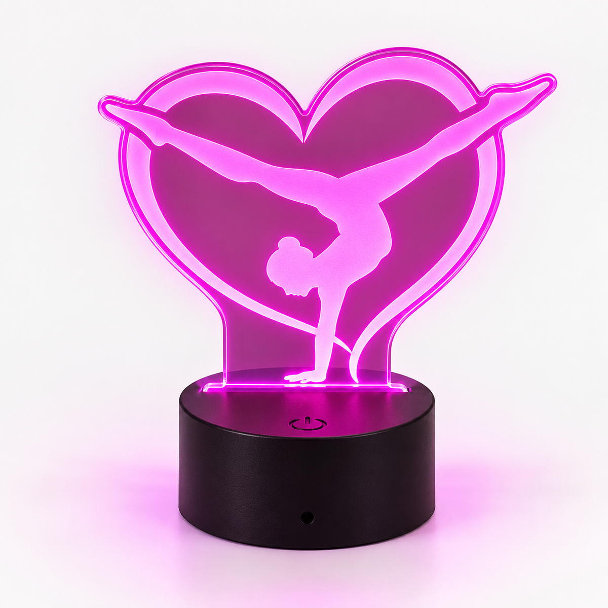 Gymnastics Heart LED Night Light – Gymnast Gift with Black Base