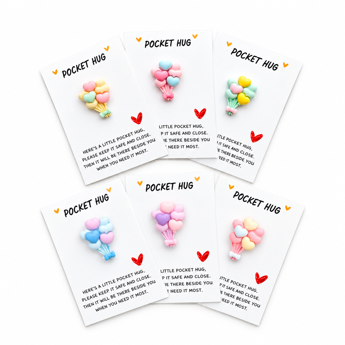 Pastel Heart Balloon Pocket Hug – Sweet Friendship & Thinking of You Gift