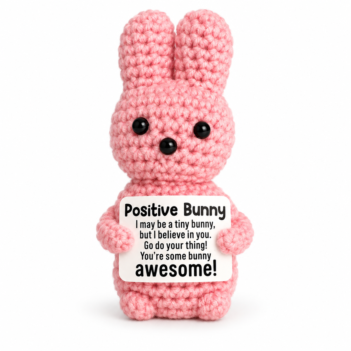 Positive Pink Bunny Crochet Gift
