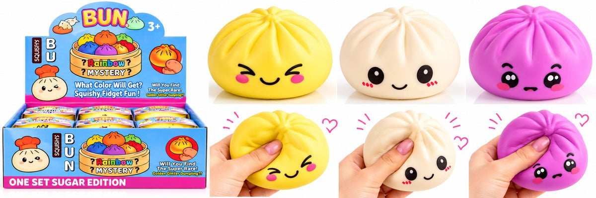 Squishy Bun Mystery – Rainbow & Rare Golden Dumpling 8.5cm