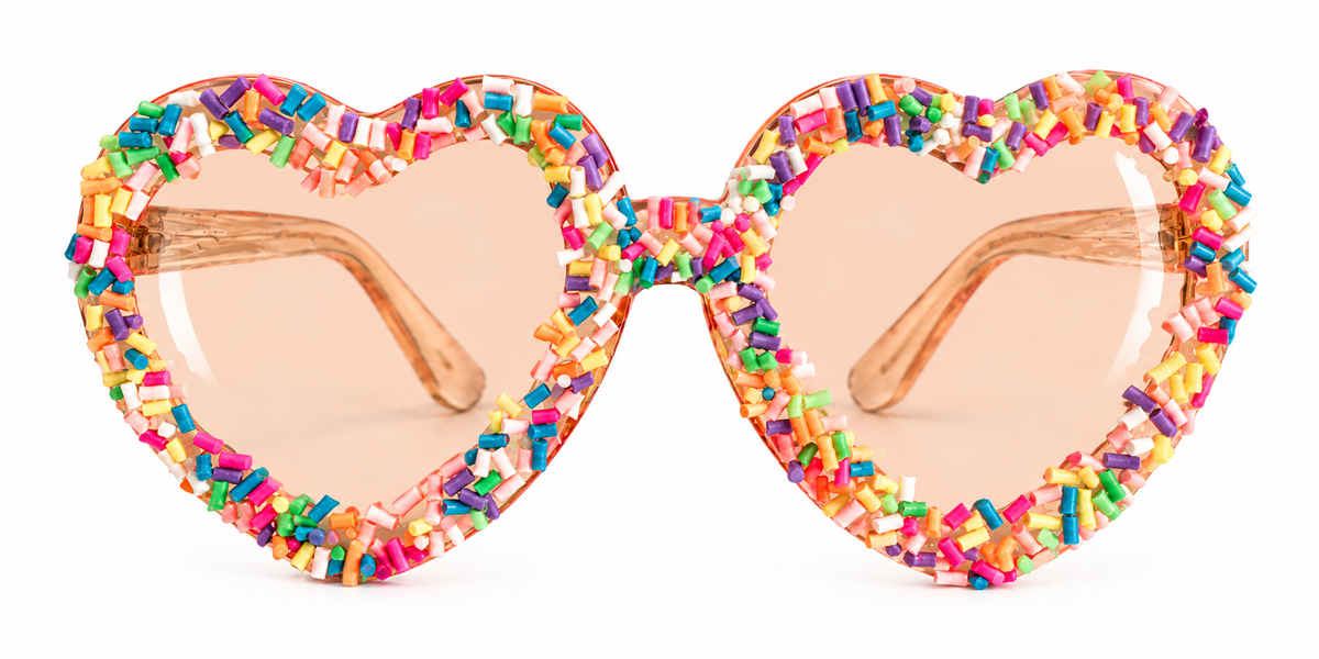 Light Orange Heart Sunglasses – Colourful Party Shades for Kids & Adults