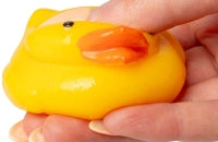 Scrunchems Sticky Squishy Duck held in a hand