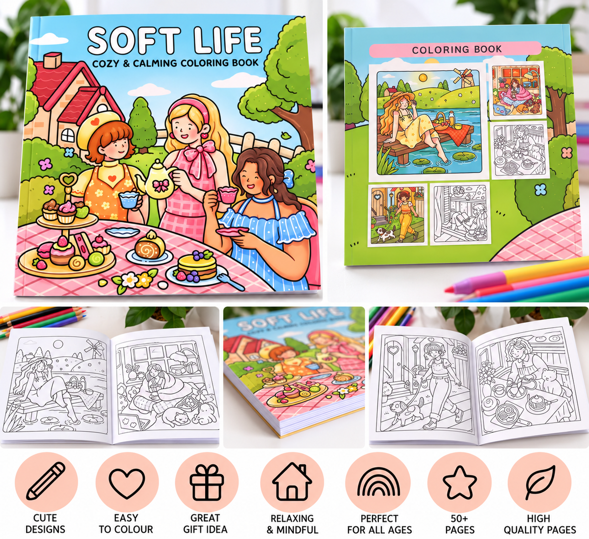 Soft Life – Cozy & Calming Colouring Book