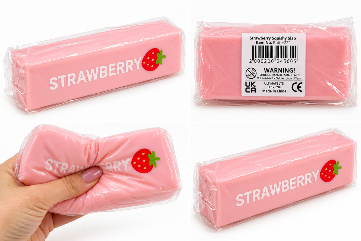 Strawberry Squishy Slab 14cm – Slow Rise Sensory Fidget Toy