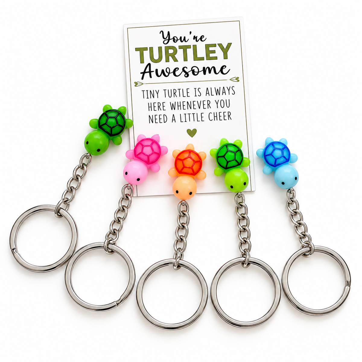 Turtle Keyring Pocket Hug keepsakes by Cheer Vibes, available in Blue, Green, Light Green, Orange and Pink