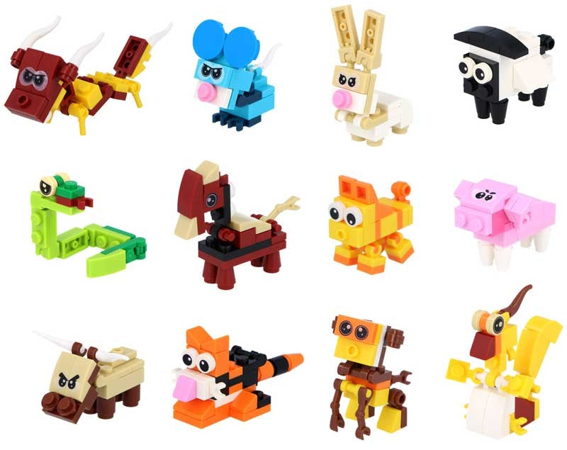 Chinese zodiac animal mini brick building kits – collect all twelve to build the Dragon King
