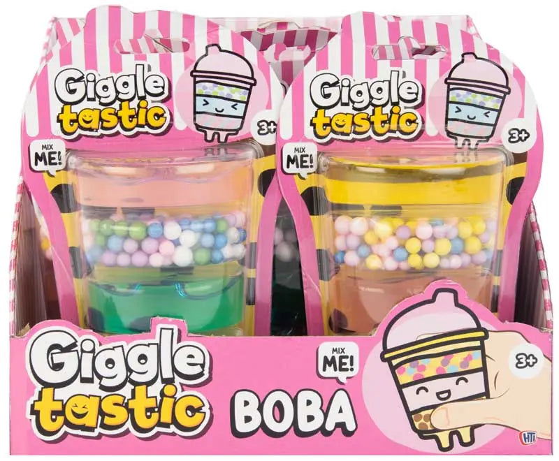 Giggletastic Boba Assorted bubble tea slime stack sensory toy, main image