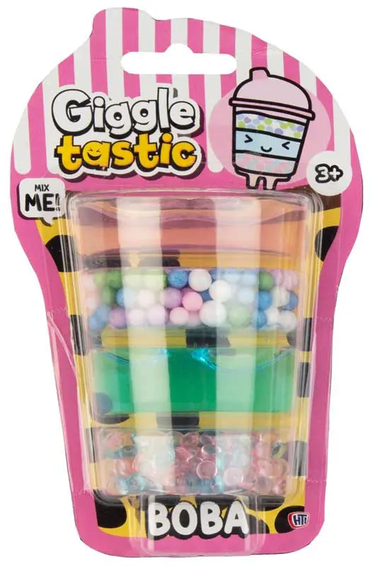 Giggletastic Boba slime stack with two slime colours and Boba ball mix-ins, additional product image