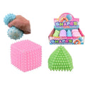 Squeezy Shapes anti-stress squishy toys in pastel pink, green, blue and purple with bumpy textures; one randomly selected toy supplied