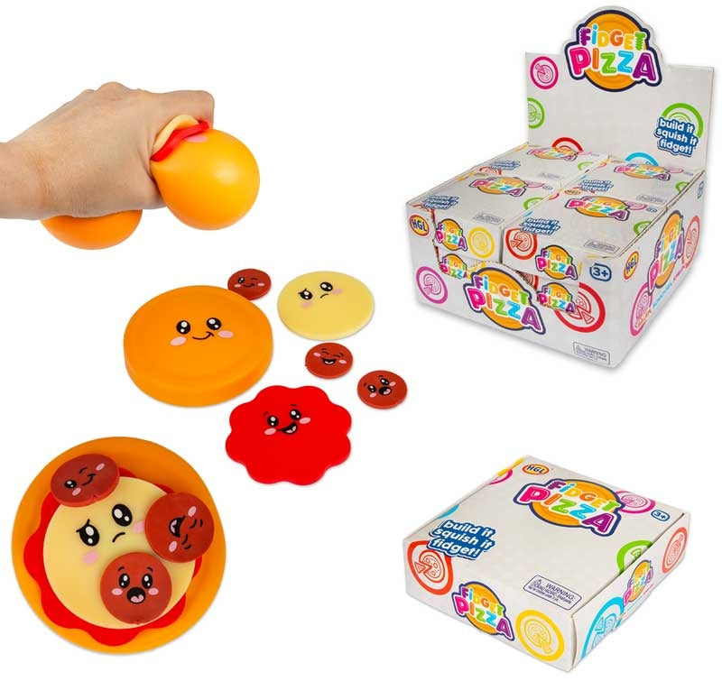 Fidget Pizza toy six textured squishy pieces for building your own pizza age 3 plus