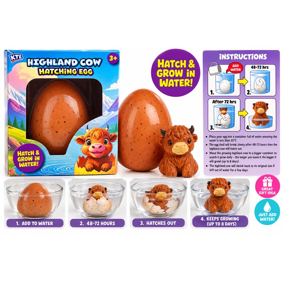 Highland Cow Hatching Egg – Grow Your Own Highland Cow Toy
