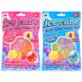 Ice Cube stress relief fidget toy four mini squishy cubes per packet, pink and blue retail packaging