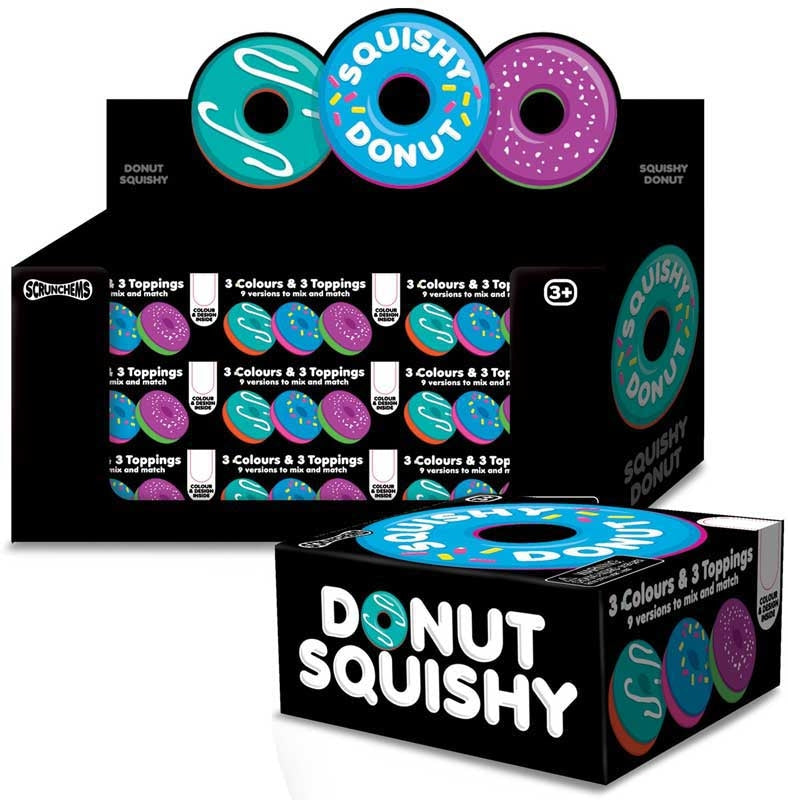 Scrunchems Donut Squishy assorted sensory fidget toy with removable stretchy icing topping