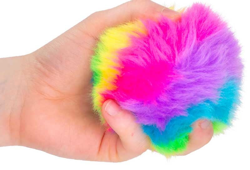 Scrunchems Furry Sugar Squish Ball soft tactile rainbow stress toy approximately 7cm