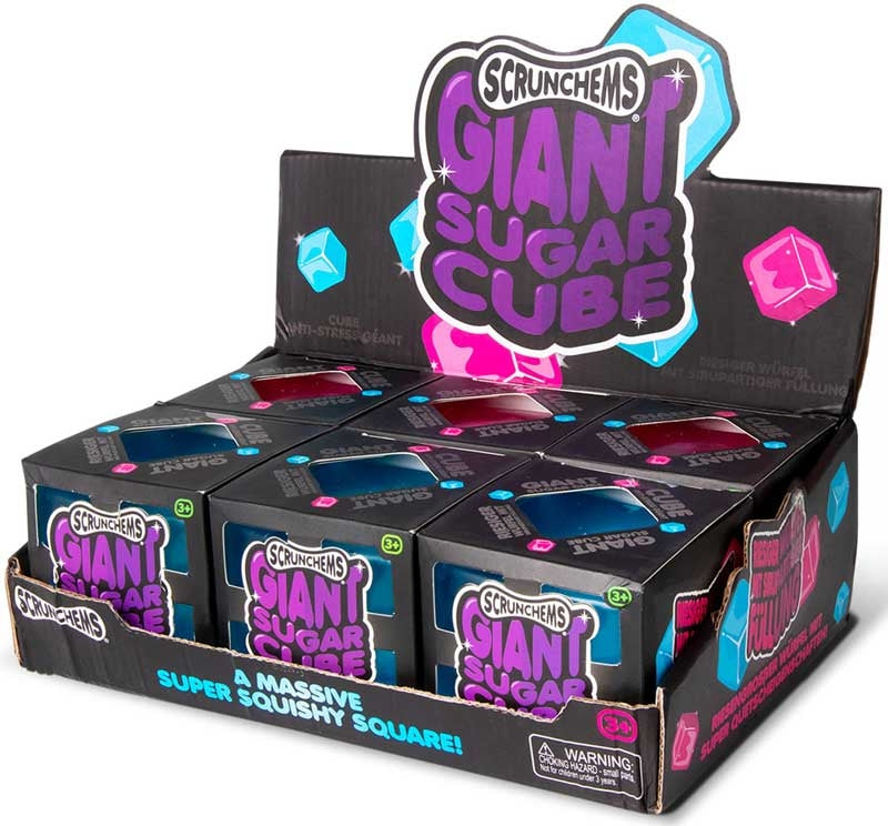 Scrunchems Giant Sugar Cube Assorted - colourful giant gel-filled squishy sensory fidget toy