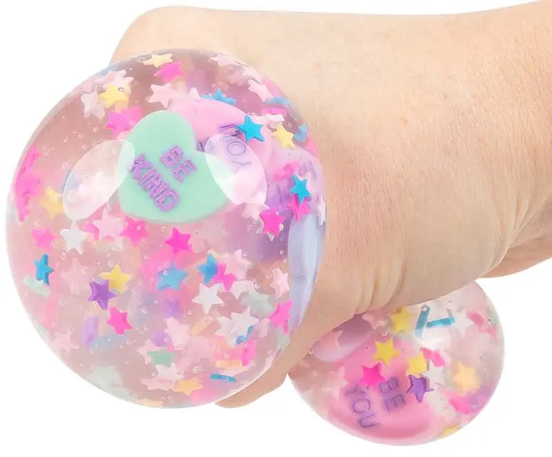 Scrunchems Mindfulness Ball sensory fidget toy assorted calming colours with four positive message hearts