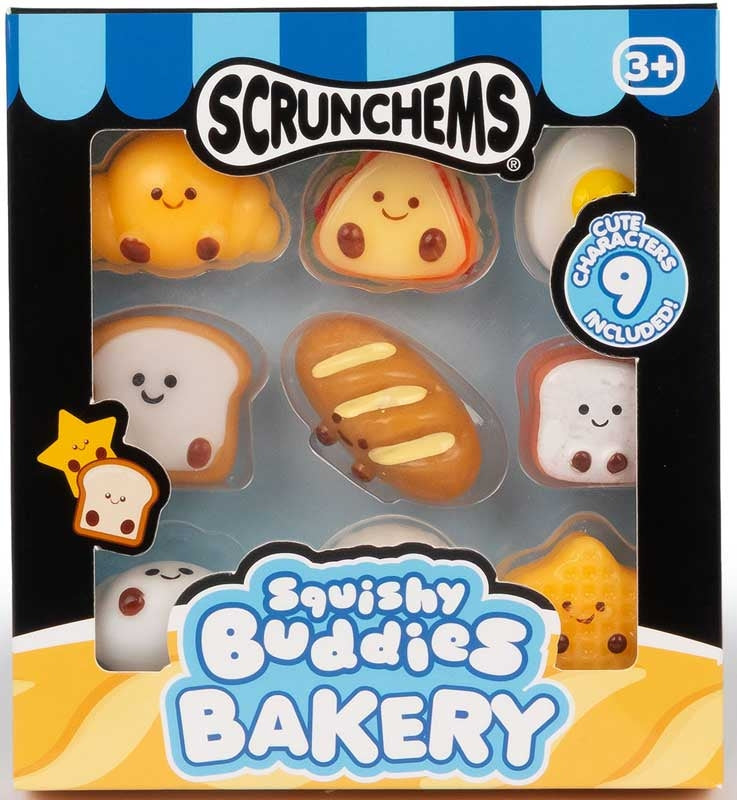 Scrunchems Squishy Buddies Bakery Set – 9 mini food-shaped mochi sensory squishies