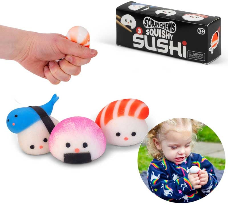 Scrunchems Squishy Sushi - soft three-piece novelty food squishy collection