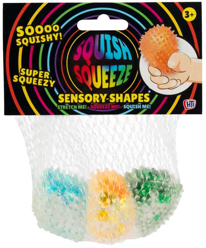 Sensory Shapes Assorted – three textured squishy fidget toys for tactile sensory play