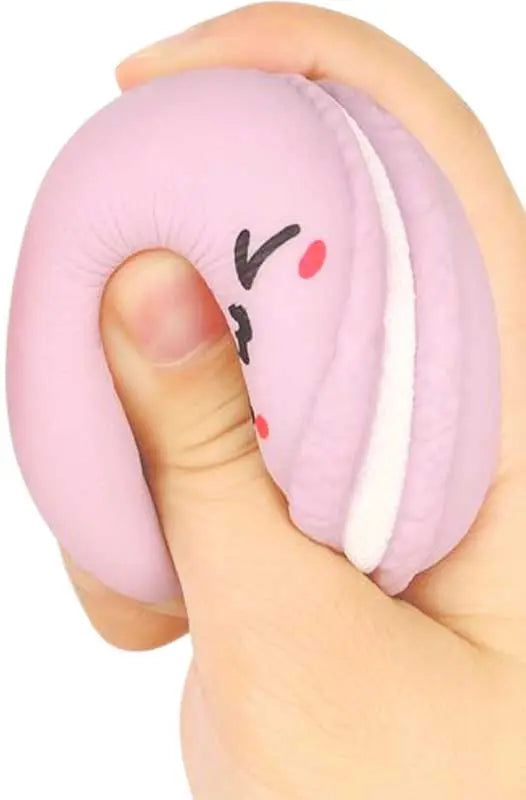 Two adorable Keycraft macaron squeeze fidget toys, ages three and over, original product photograph