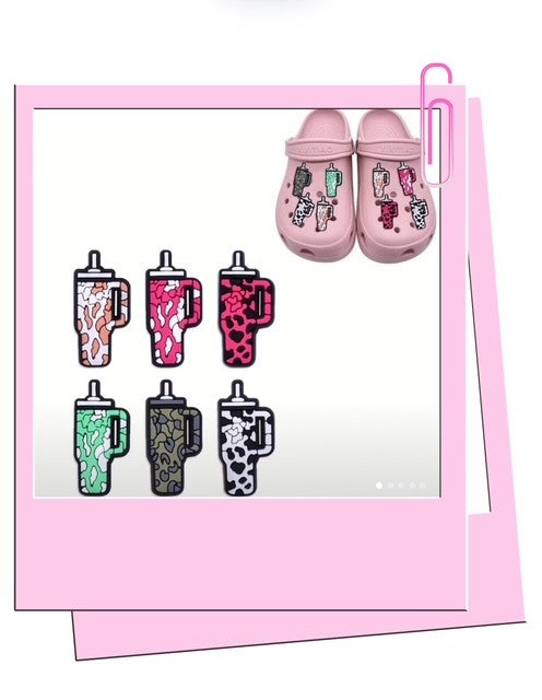 Colourful cup croc charms
